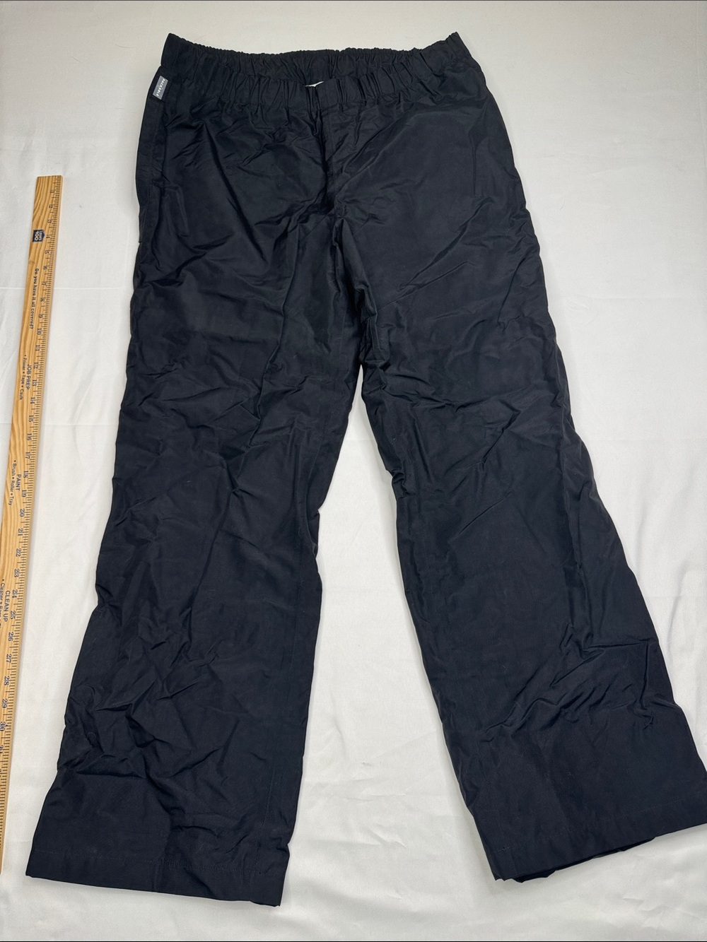 Columbia Nylon Rain Pants Mens Large Black Wind Pants Elastic Waist Waterproof L